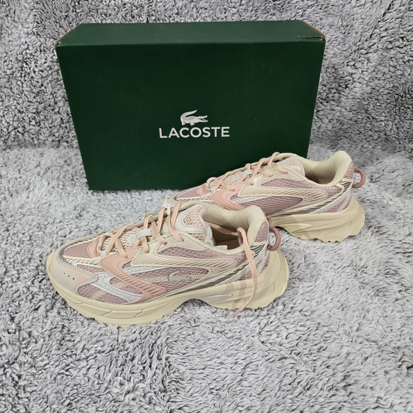 Lacoste Women's Pink and Cream Sneakers L003 Neo Shot Size 7.5 - Picture 2 of 15